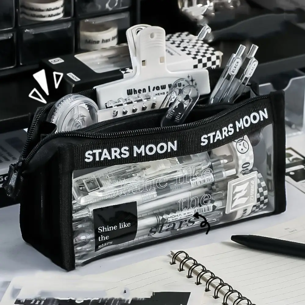 Triangle PVC Transparent Pencil Case Three-dimensional Large Capacity Stationery Storage Bag Waterproof Clear