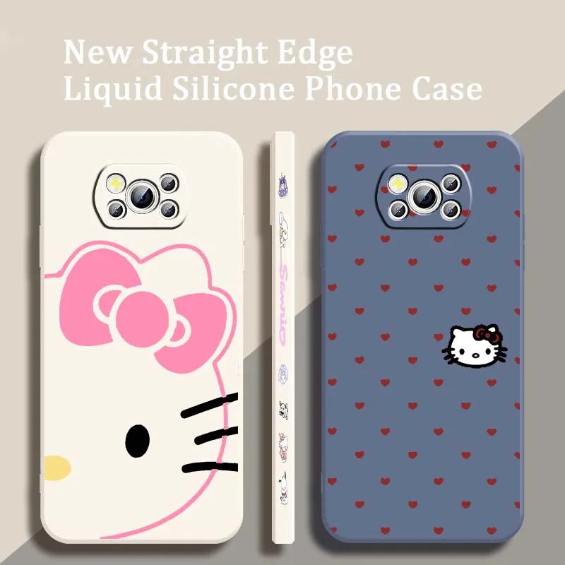 

Sanrio Hello Kitty Art Cute Phone Case For Xiaomi Mi Poco X3 X4 X5 X6 M4 M5 M6 F4 F5 F3 GT Pro 5G Liquid Left Rope Cover