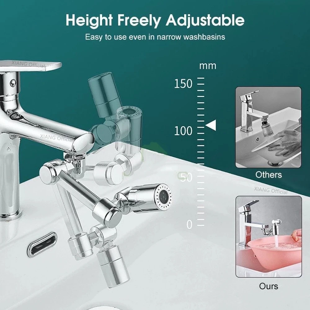 New Universal 1440° Rotation Extender Faucet Aerator Plastic Splash Filter Kitchen Washbasin Faucets Bubbler Nozzle Robotic Arm