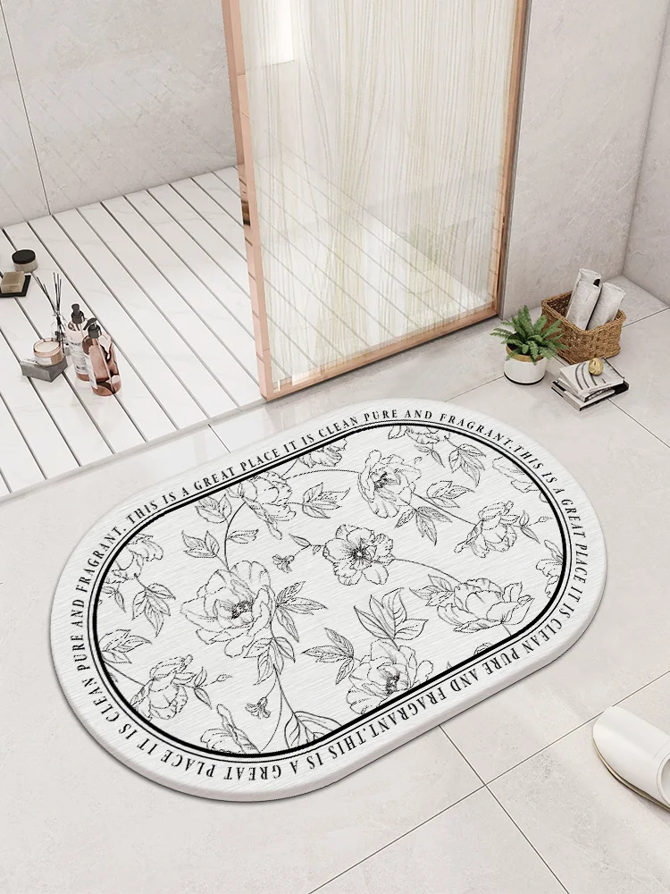 

Быстросохнущий противоскользящий коврик для ванной из силикона, впитывающий влагу, для дома, придверный, простой стиль, машинная стирка