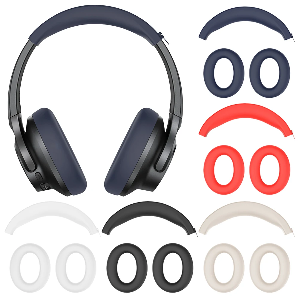 Silicone Earpads Head Beam Zipper Protective Cover Headphone Sleeve Headband Cushion Case for Anker Soundcore Life Q20i Headset