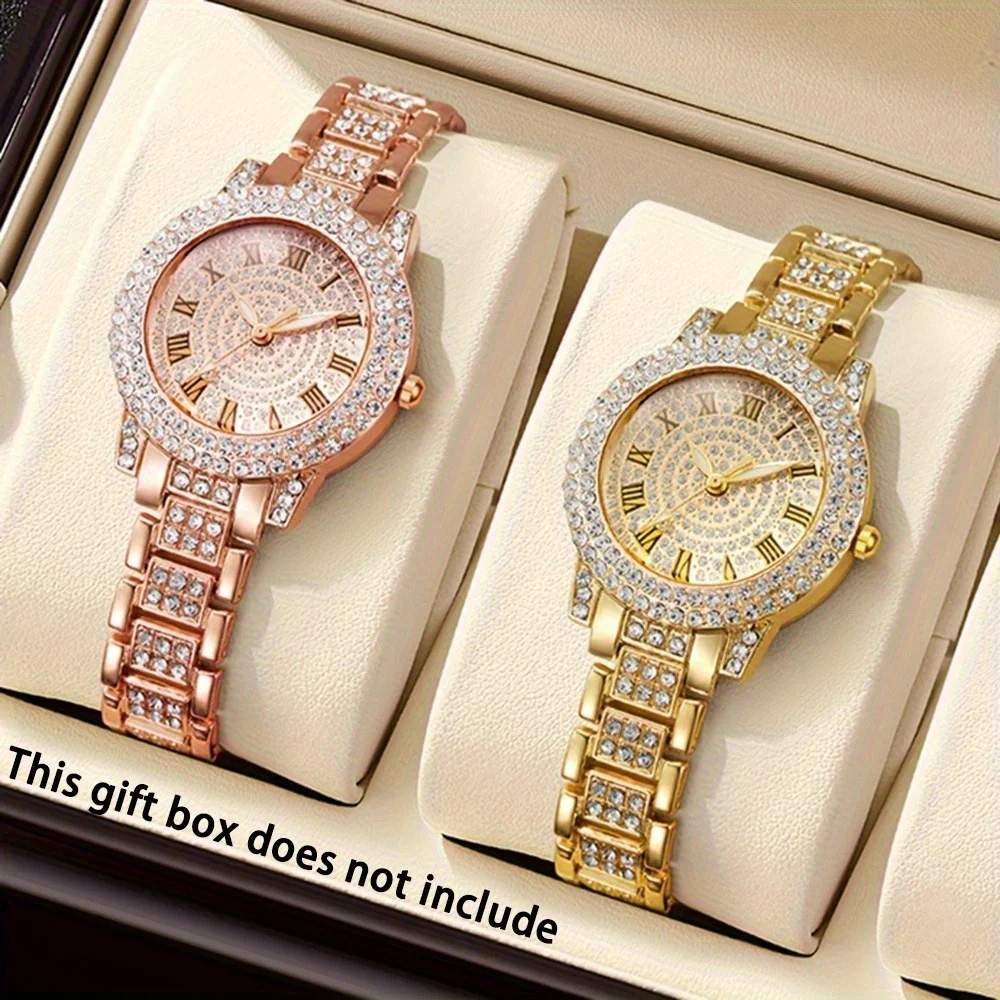 2 Pcs/set Fashionable Women's Watch Set, Stainless Steel Strap, Quartz Movement, Roman Numeral Design, Luxury Watch