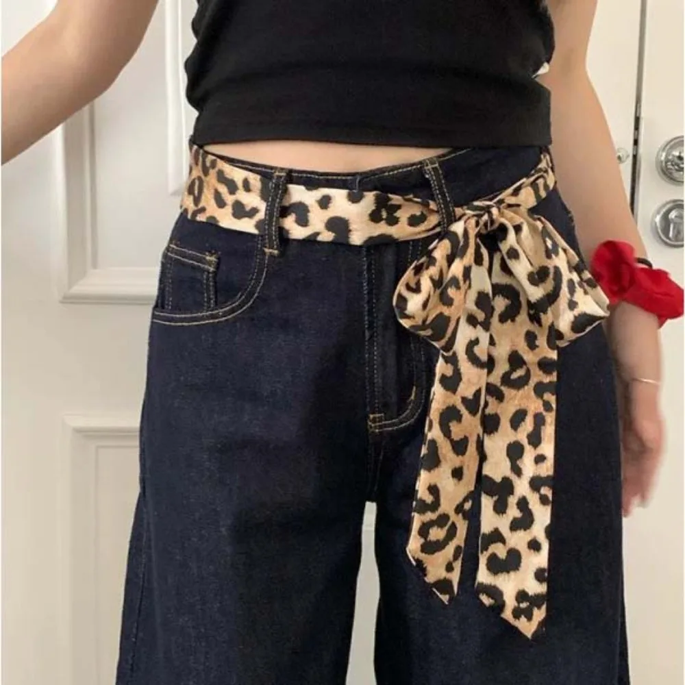 Retro Luipaardprint Sjaal Voor Vrouwen Smal Lang Haar Gebonden Mode Halsdoek Vrouwen Riem Sjaal Accessoires