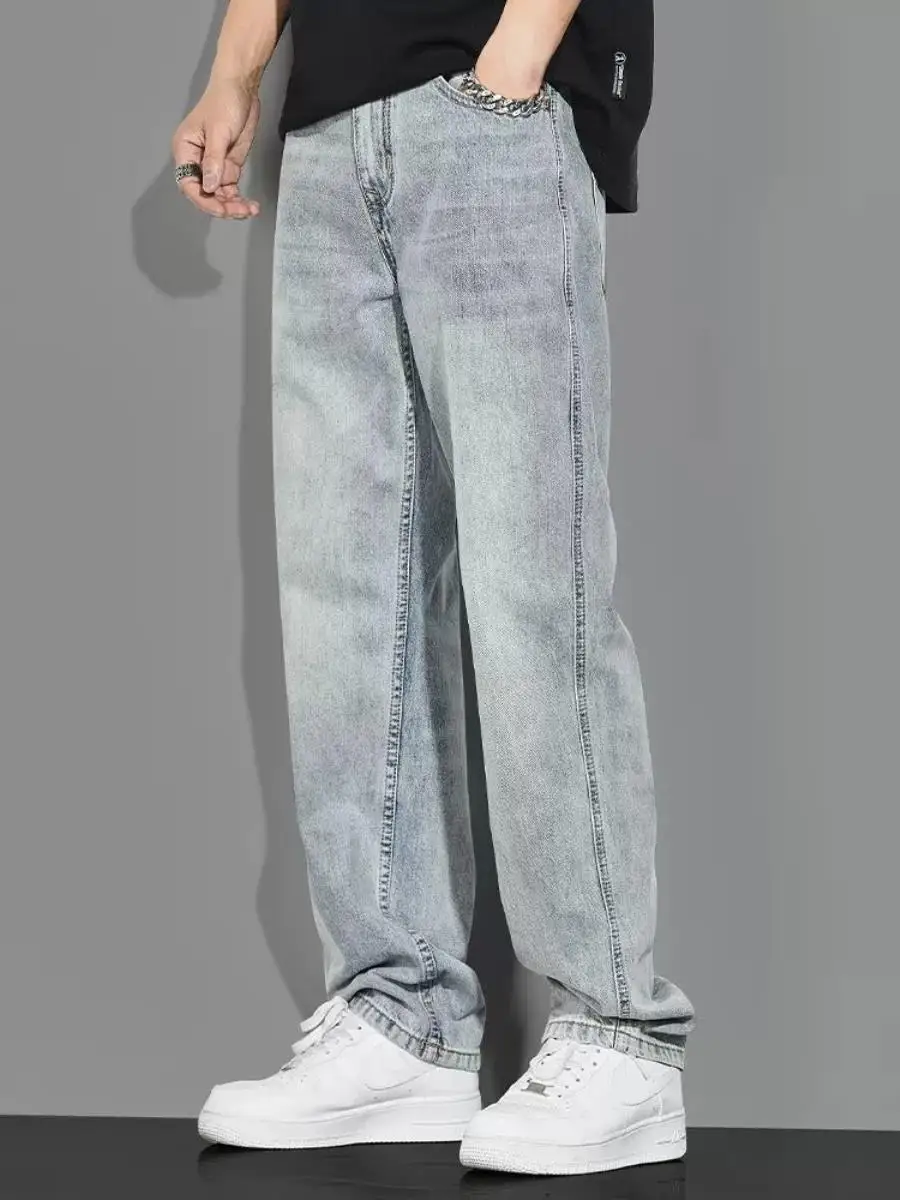 

Washed High Street Straight Leg Jeans Casual Loose Commuter American Long Pants Spring Autumn Vintage Straight Leg Jeans