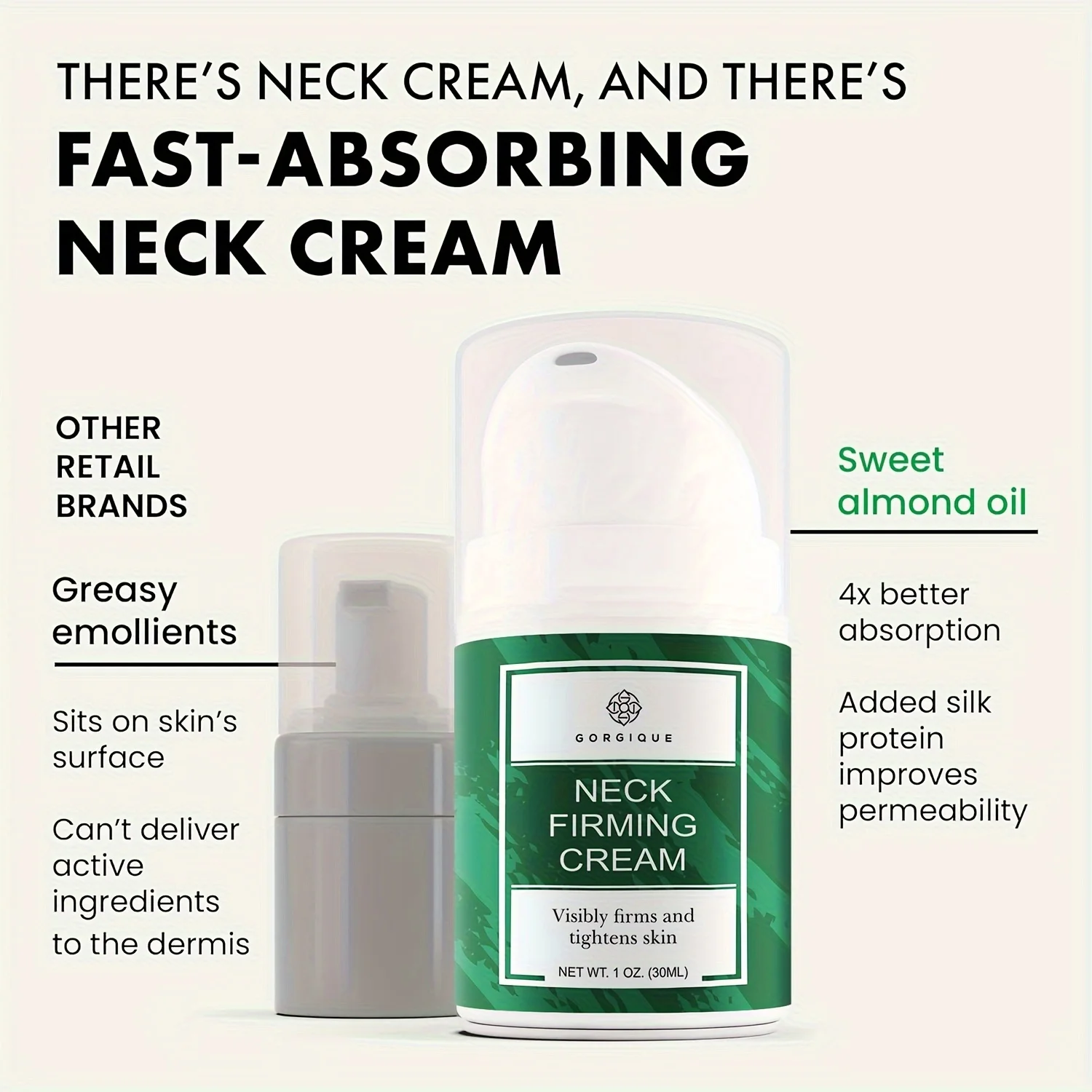 Creme Natural Neck Firming, Pele Apertando Tratamento, Anti Rugas e Duplo Queixo Redutor