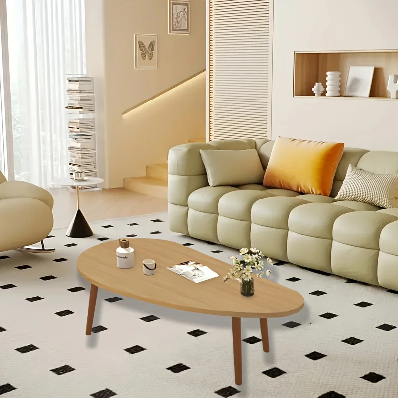 Modern mango-shaped curved wooden coffee table, crafted from balsa wood- portable and easy to assemble small spaces,living rooms