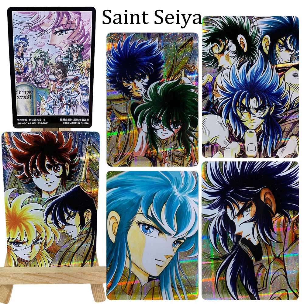 Dragon Ball DIY 8PCS/SET Hyoga Shiryu Phoenix Ikki Minos Flash gauze flash Texture Refractive collection card Holiday gifts