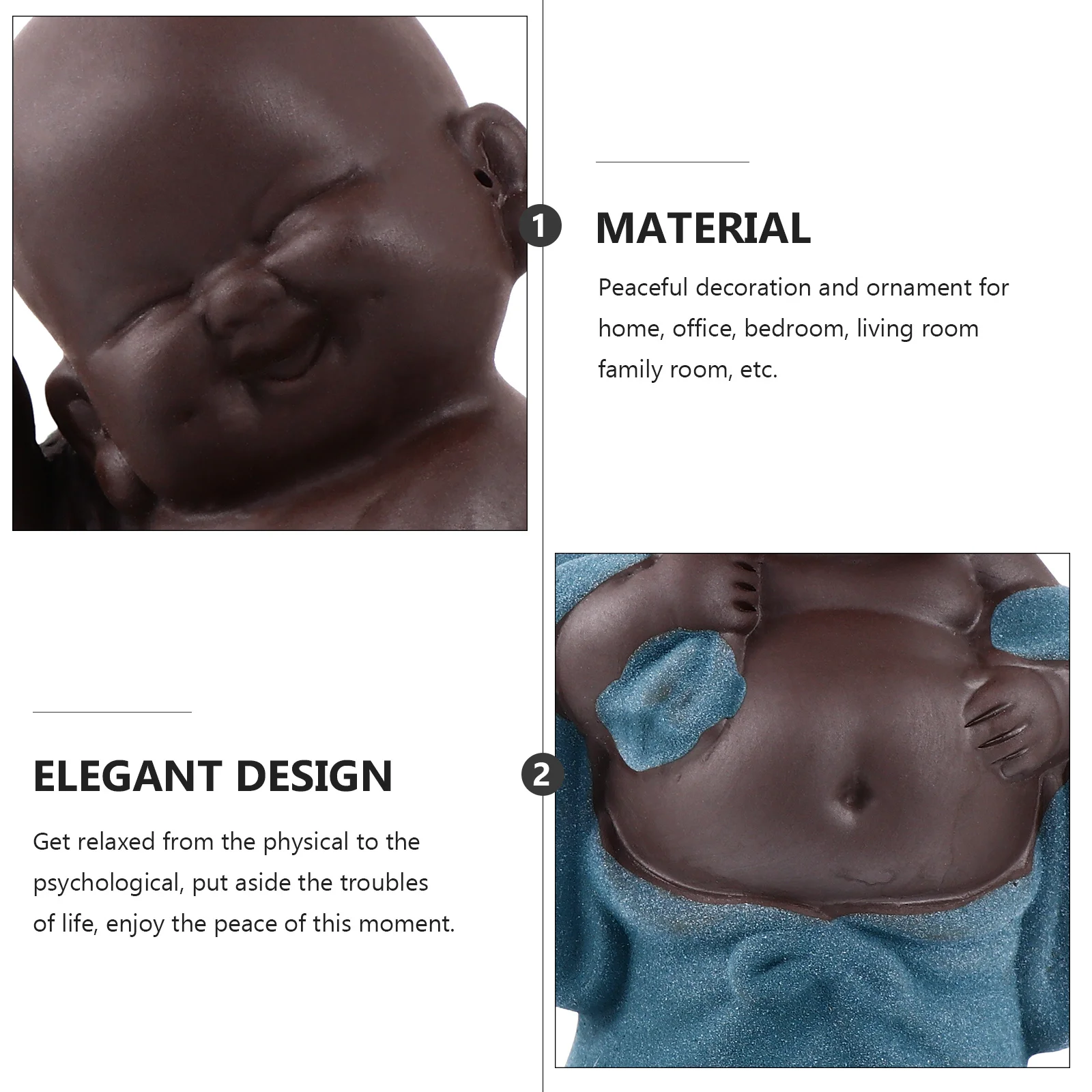 

4Pcs Big-Bellied Maitreya Pet Ornaments Purple Clay Craftsmanship Vivid Design Home Decor Zen Monk Gift