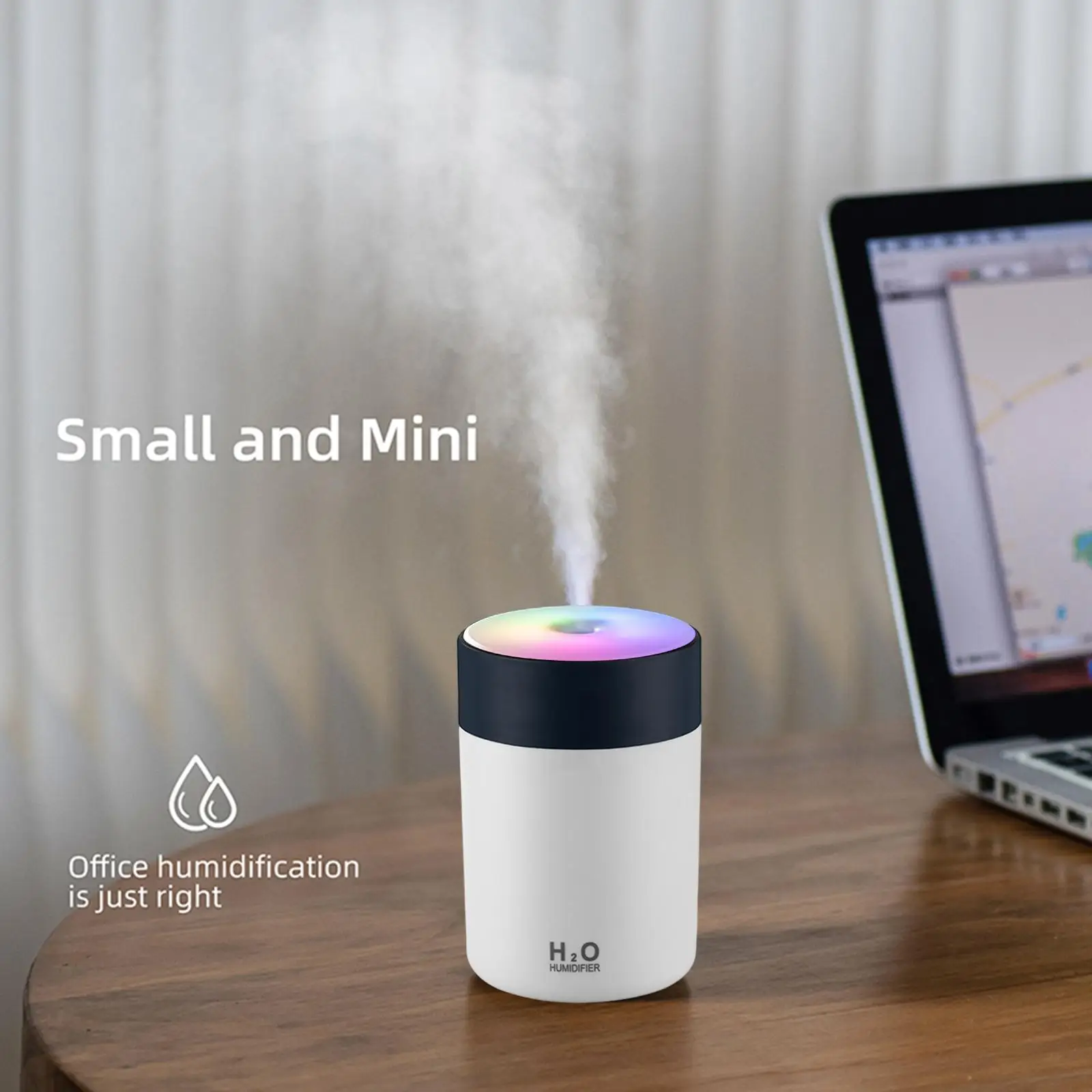 Mini umidificatore personale USB 300ML Diffusore di nebbia Dispositivo di aromi da tavolo con luce notturna per la cameretta dei bambini