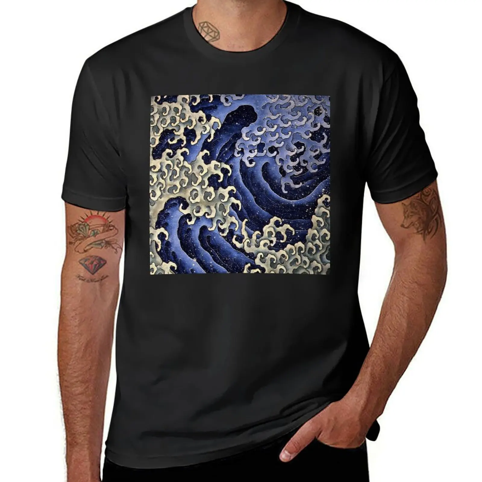 HOKUSAI - MASCULINE WAVE T-Shirt summer tops vintage clothes customizeds plain white t shirts men