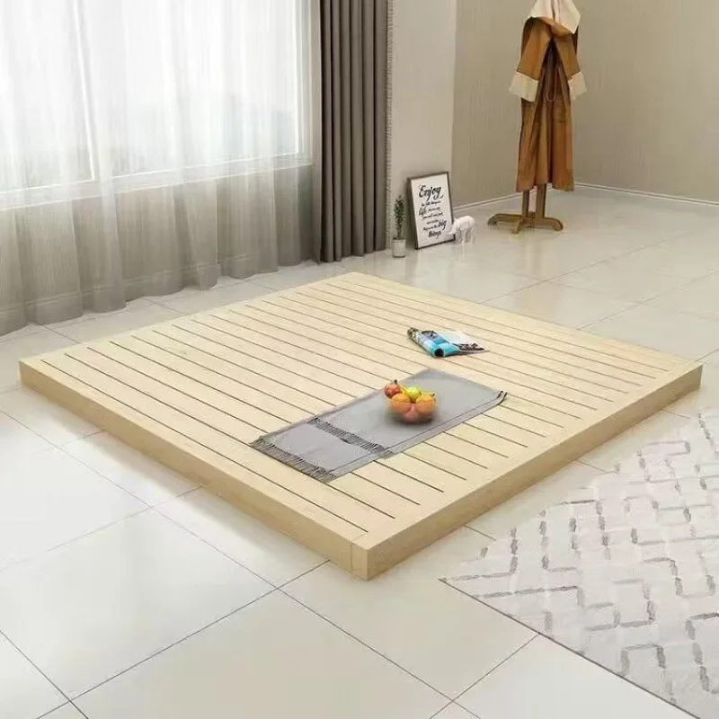 

Solid wood tatami floor-to-ceiling ridge protection waist protection 1 meter hotel bed without backrest 1.2 Japanese-style moder