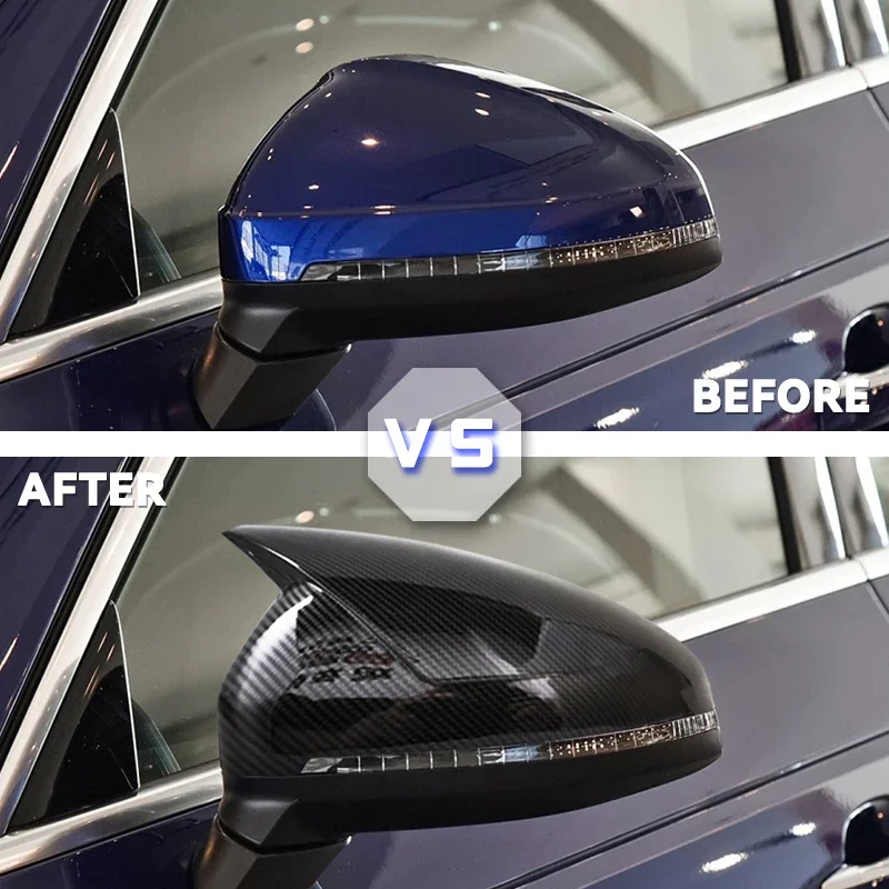 2x Glossy Black Style Rearview  Mirror Cover for Audi A4 B9 Quattro Sline A5 S5 RS5 Sportback Side Assist Car Accessories