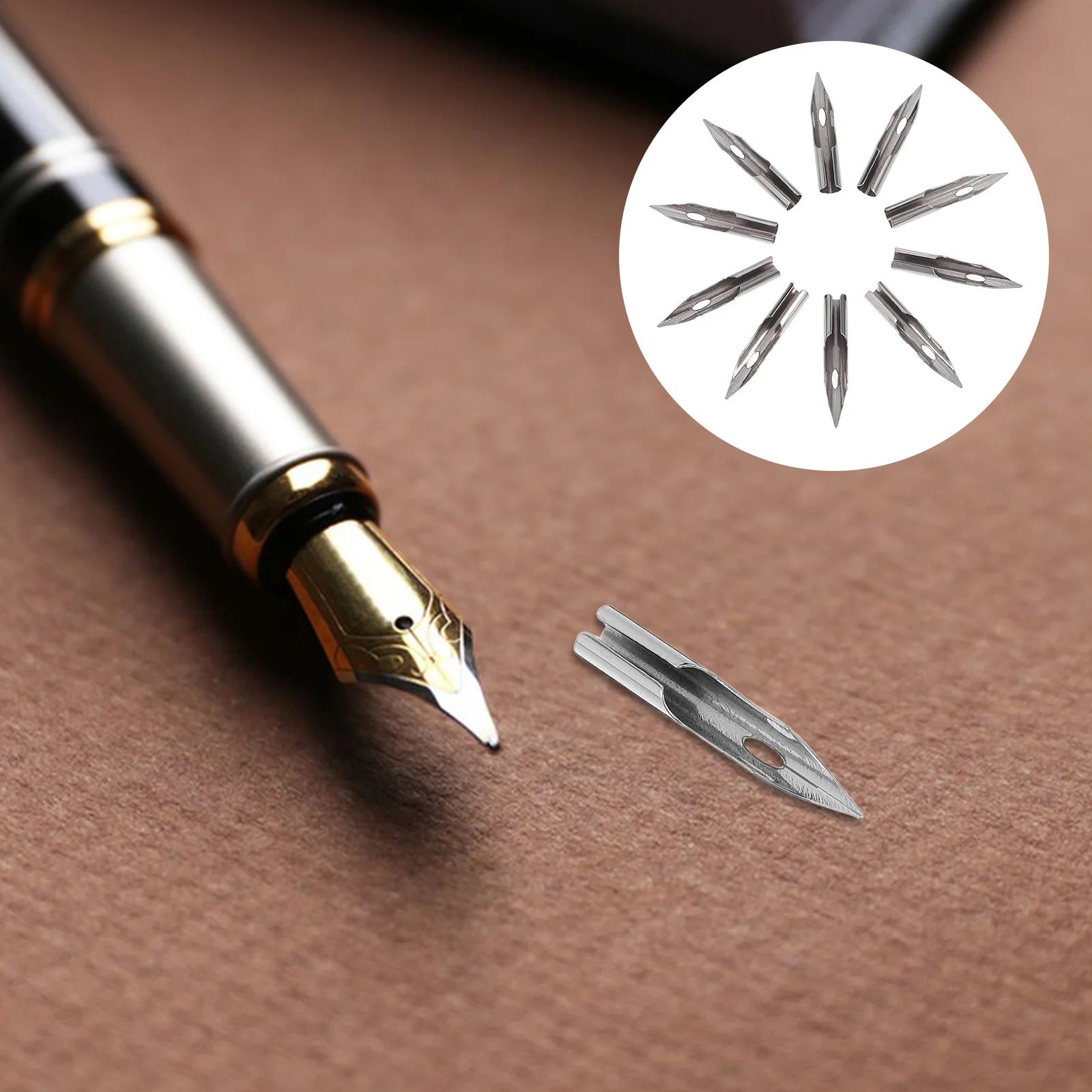 

10pcs Steel Pen Nibs 0.28mm Smooth Replaceable Manga Art Portable Metal Calligraphy Drawing Instruments for Sketching