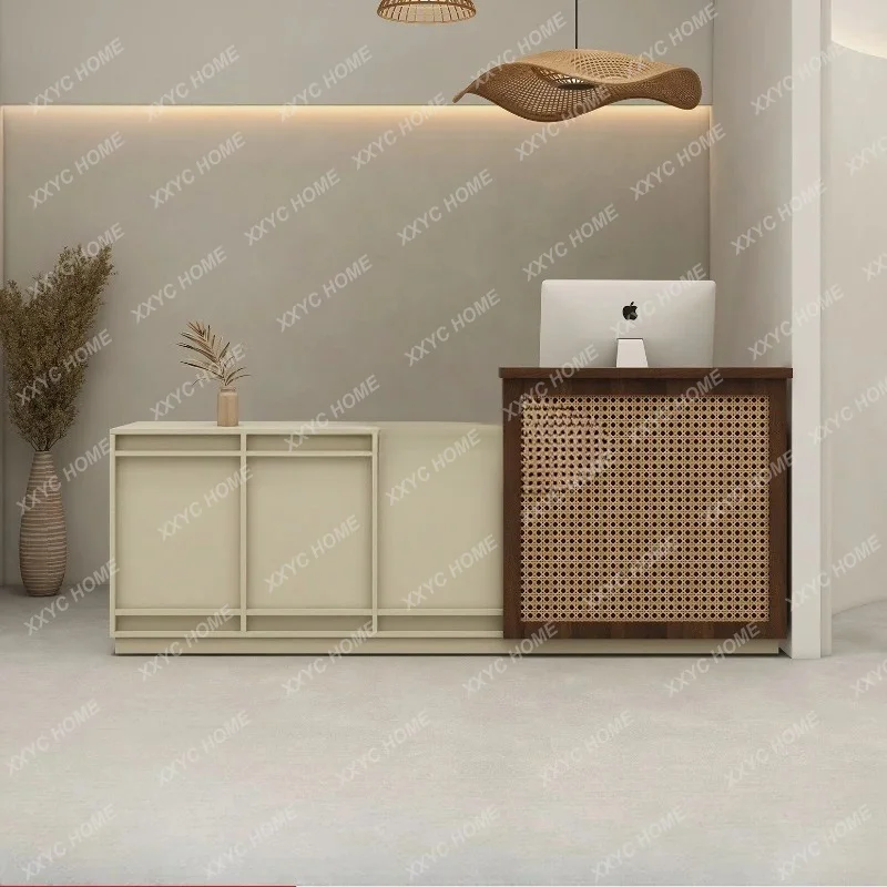 

L Cream Vintage Style Small Cash Register Counter Rattan Decor Simple Modern Bar Cabinet