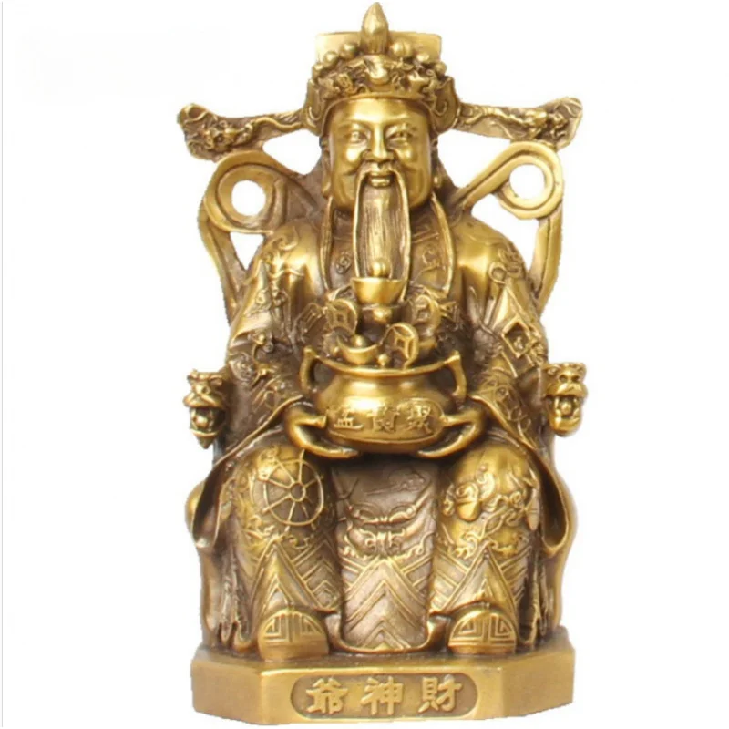 Wholesale Bronzeware: of Craft Ornaments, Sitting Bronze God of Wealth Metal Decorative Crafts