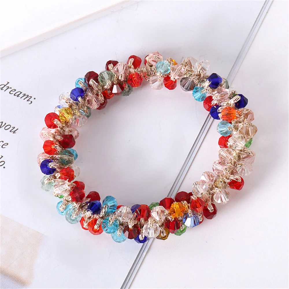 New Faux Pearl Hairbands for Women Girls Ponytail Holder Ladies Colorful Beads Hair Rope Elastic Rubber Band Hair Accessories