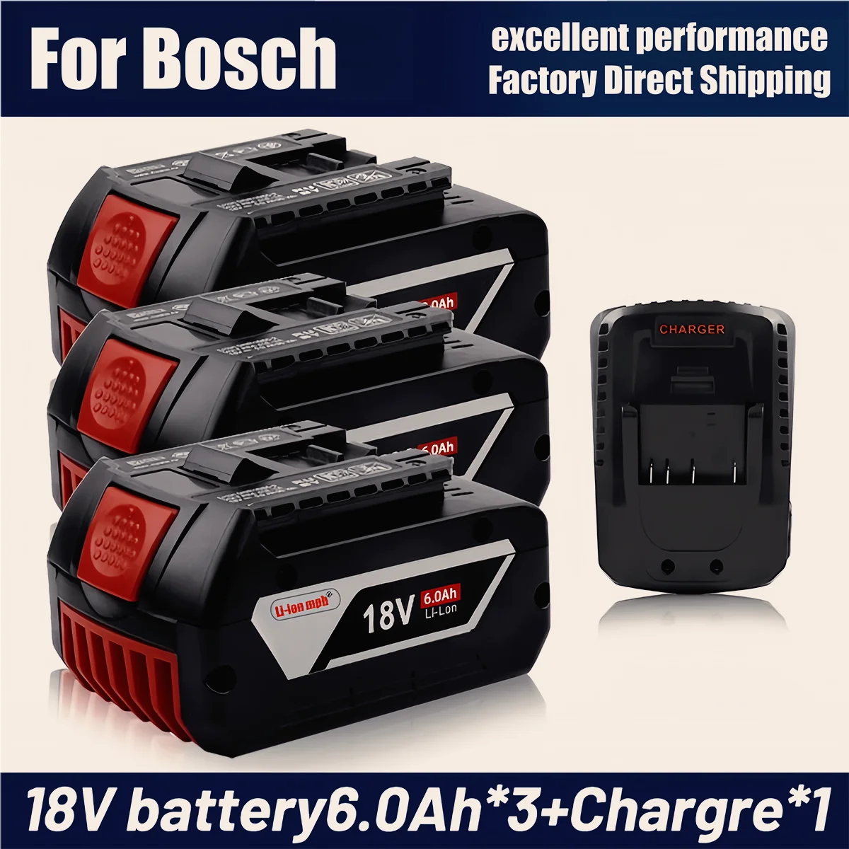 

100% For BOSCH 18V battery，Original Lithium Battery BOSCH Battery Pack 4.0-5.0-6.0AH Tool Rechargeable Battery 18650.00