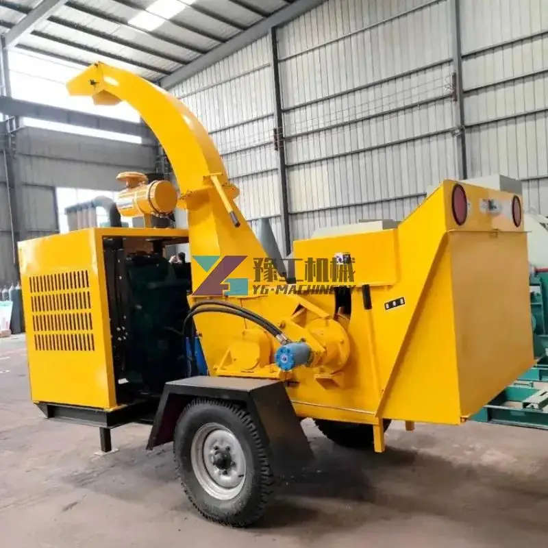 Large Mobile Home Used Garden Shredder Wood Tree Branch Crusher Wood Branch Shredder Leaf Chipper Cutting Machine Wood Chipper