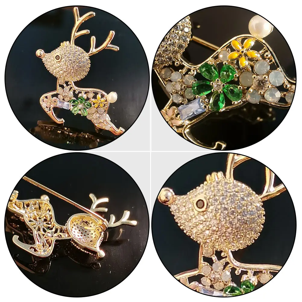 

Brooch Accessories Christmas Decoration Breast Pin Elk Shaped Prop Modeling Creative Copper Clothing