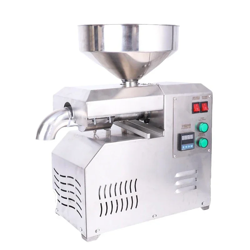 Stainless steel commercial oil press Small and medium-sized hot and cold dual-press multi-functional oil press 10KG/H