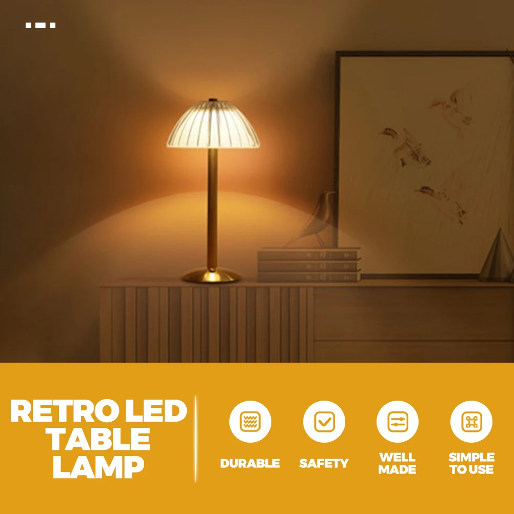 Creative Retro LED Desk Lamp Rechargeable Mini Night Light for Bedroom Cafe Bar KTV Decor Small Cordless Table Light