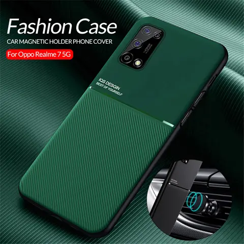 For Realme 7 Pro Case Car Magnetic Holder Phone Cover For Oppo Realme 7 Pro OPPO Realme 7 Pro Silicone Leather Coque