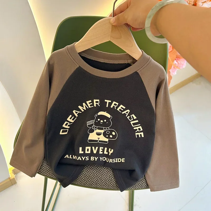 Children Spring Bottoming Shirt Crewneck Long Sleeve T-shirt Fashion New Kids Clothing Boy Girl Base Shirt Blouse