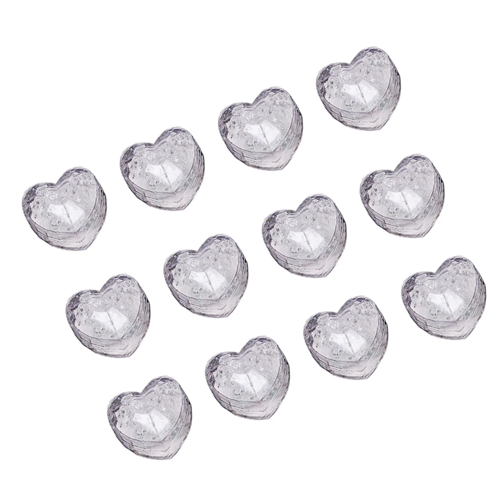 12 Pcs LED Glowing Ice Cubes Decoration Heart Light up Luminous Party with Lights Light-up