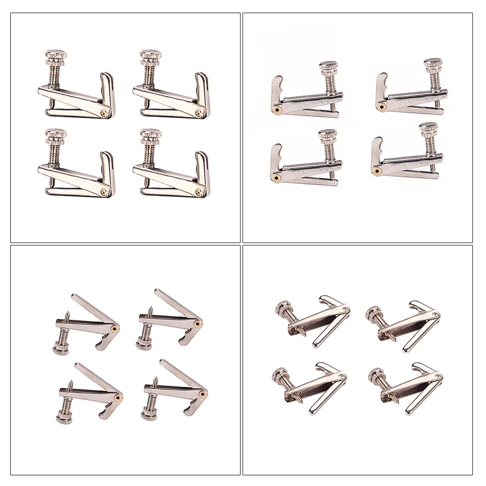 

4Pcs Violin String Adjusters Metal Fine Tuners Durable Strong Universal Violin String Tuner Silver Gold Screws