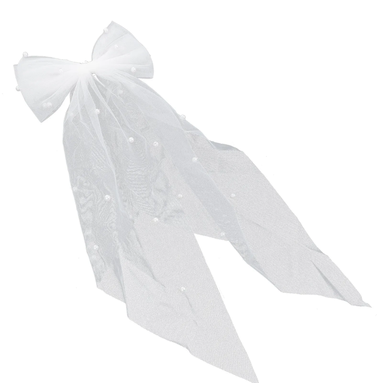 

Pearl Bow Ribbon Hairpin Bridal Accessories Elegant Hair Barrette White Bride Bow Knot Fashion Headdress Travel Party Daily Use