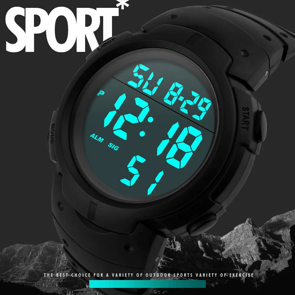 

Fashion Life Waterproof Watch Men'S Lcd Display Digital Stopwatch Date Rubber Strap Sport Wrist Watch Simple Classic Watches