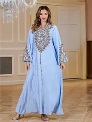 Morocco Kaftan Turkish Party Dresses Muslim Women Vestidos Jalabiya Embroidery Eid Ramadan Dubai Abayas Islam Arab Long Robe