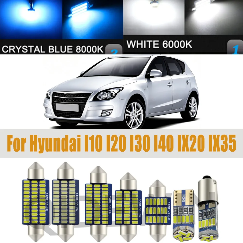 Car Interior LED Light For Hyundai I10 I20 I30 I40 IX20 IX35 Tucson Santa Fe Santafe Accessories Indoor Dome Lamp Auto Parts