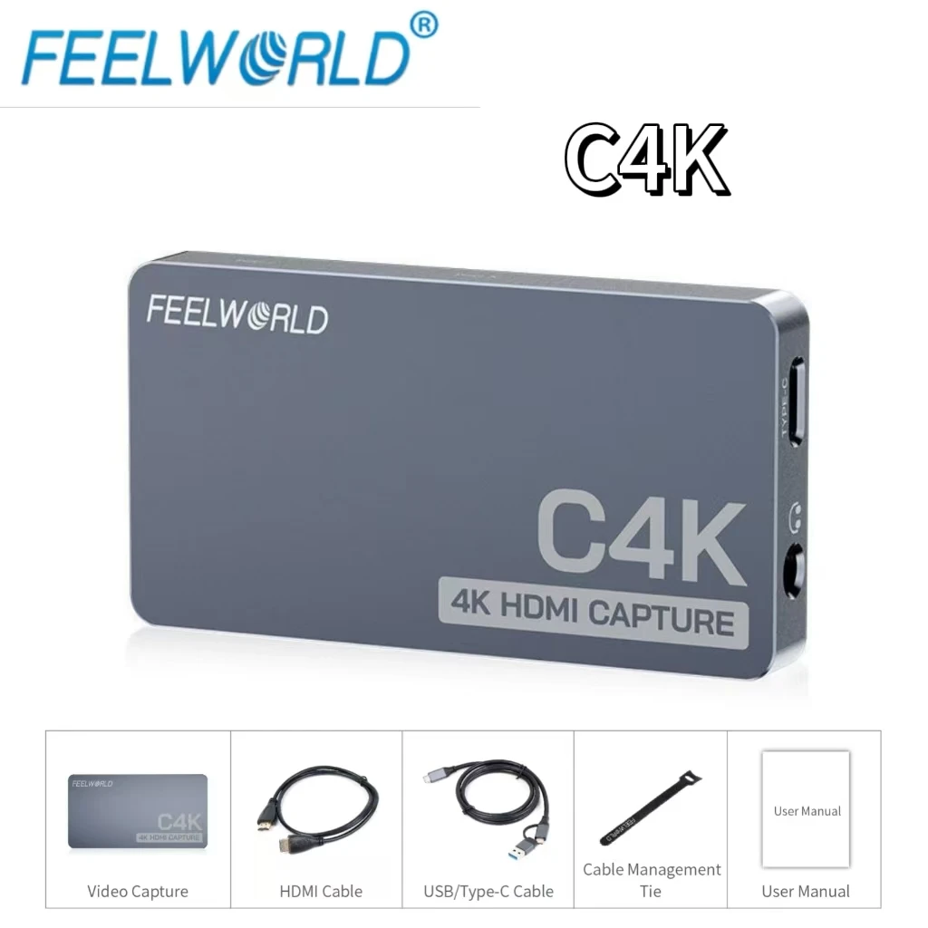 FEEWORLD C4K Video Capture 4K HDMI 60Hz In and Out USB-C Plug and Play for Streaming Gaming Video