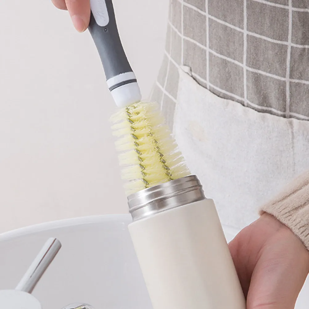 1Pcs Comfortable Grip Cup Brush Tool Heavy-Duty Bottle Cleaner Brush L-Shaped Handle for Feeding Bottles Cups Mugs Home Cleaning