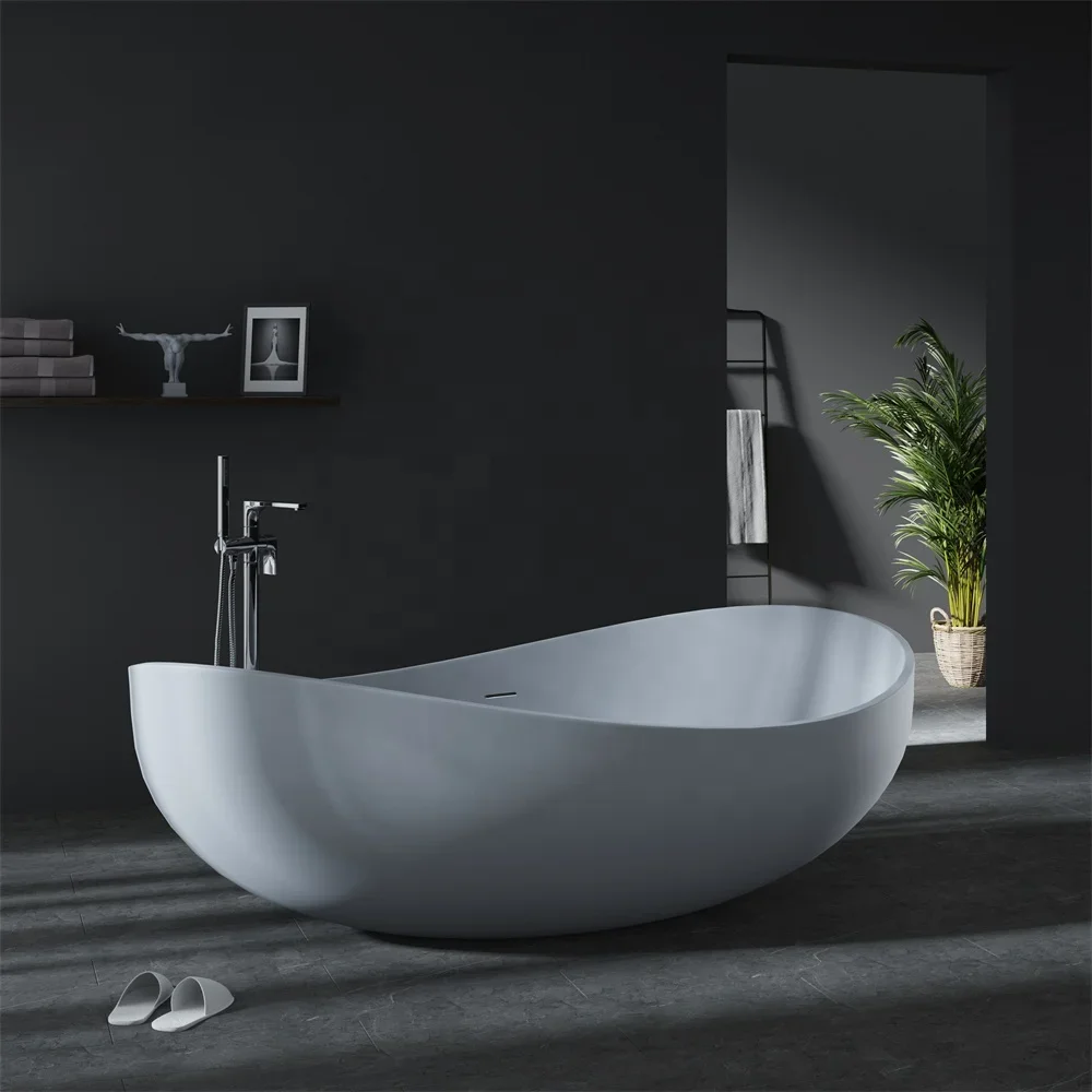 Modern free stand bath tub Freestanding Solid Surface Bath Tub High Quality Acrylic Resin Stone Bathtub artificial for Soaking