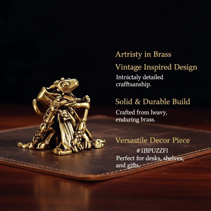 Vintage Miniature Brass Frog Sculpture Hand Polished Antique Animal Figurine Decor for Office Desk Home Shelf Frog Lover Gift