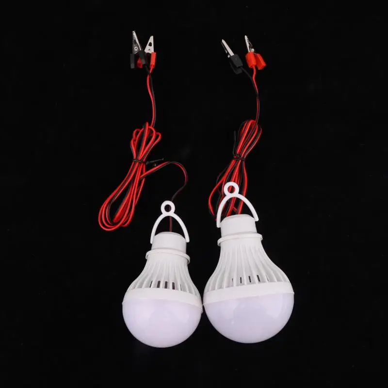 Led Light Bulb DC 12V 3W 5W 7W With 1.2M Wire Led Lamp Camping Light With Wire Clamp Easy Installation