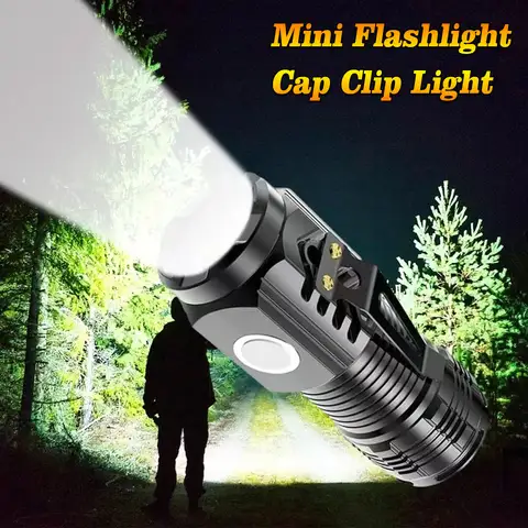 LED Strong Light Flashlight Rechargeable Multifunctional for Long Range Portable Outdoor Home Mini Flashlight Cap Clip Light