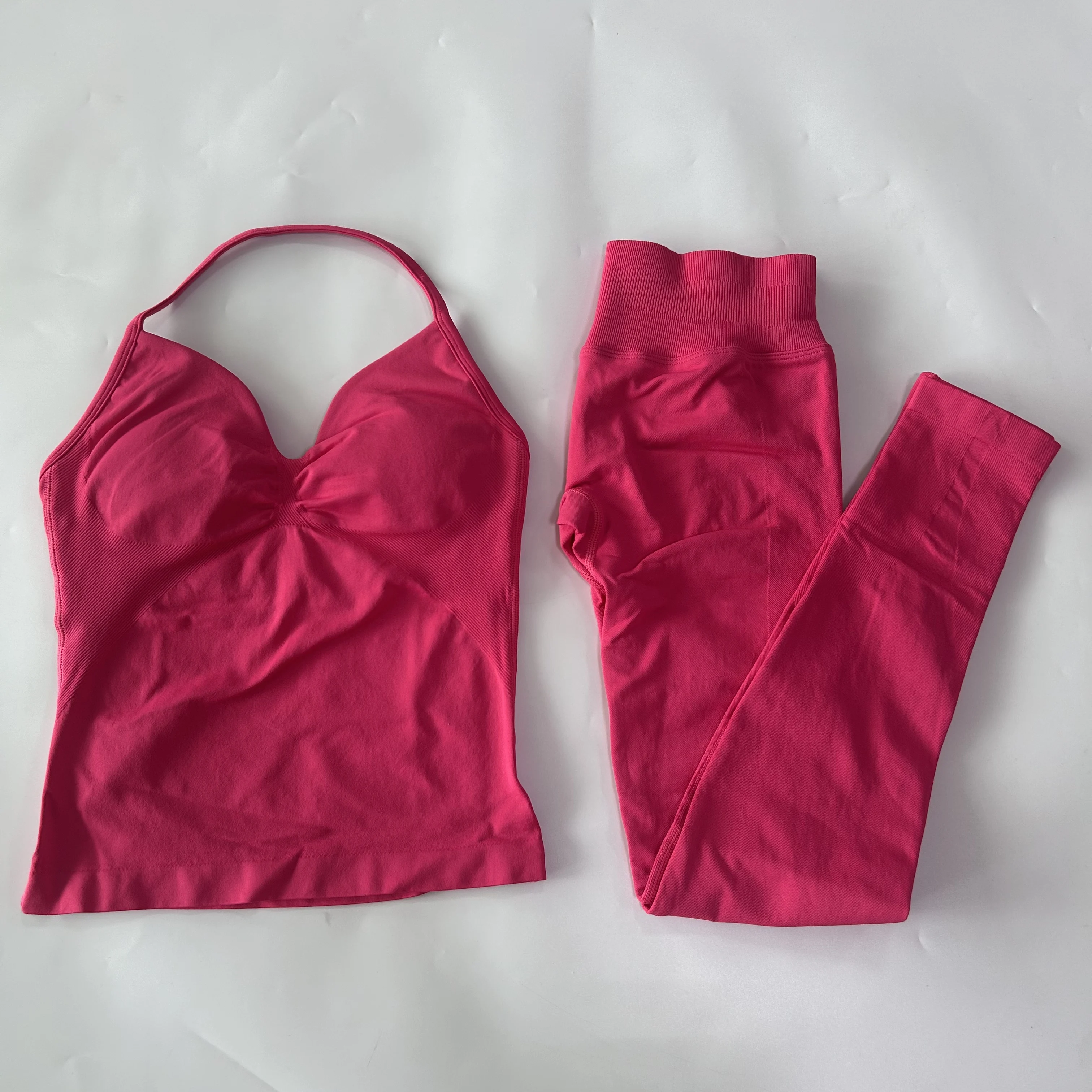 Pericic 2-teiliges Sportset für Damen, Rückenfreies Tanktop, Yoga-Oberteil, Hochgeschnittene Nahtlose Gym-Leggings, Yoga-Sets, Sportbekleidung, Workout-Set – Detail 10