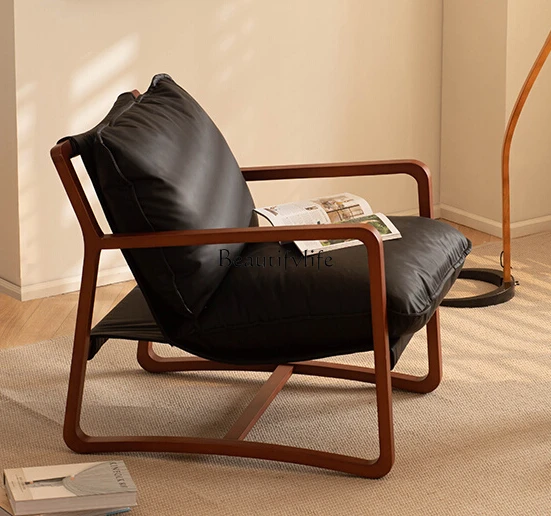 

Single-Seat Sofa Chair Nordic Retro Leather Leisure Recliner