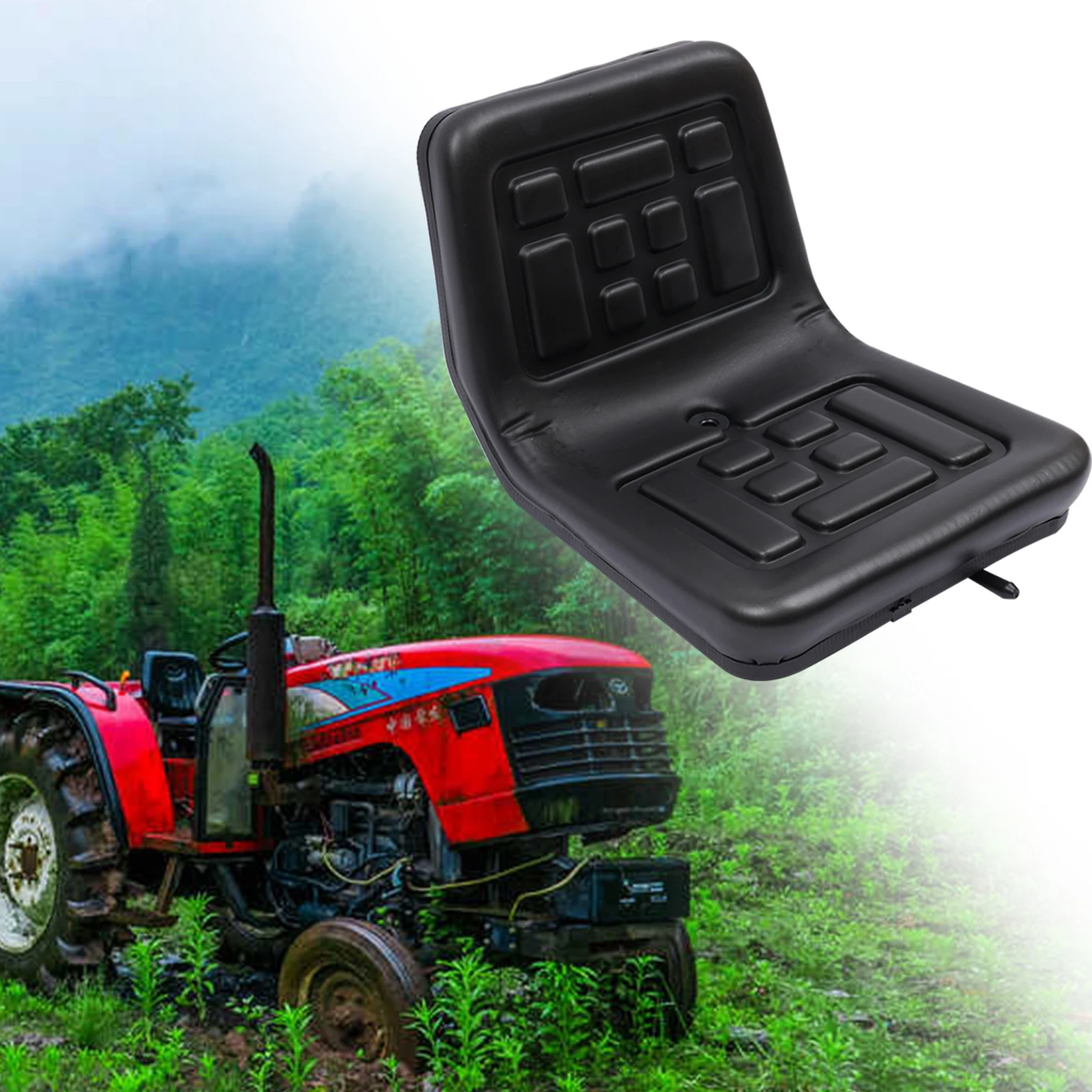 Universal Suspension Seat Tractor Seat  Dumper Mower Digger With A Drain Hole Pu Material Horizontally AdjustAble Black