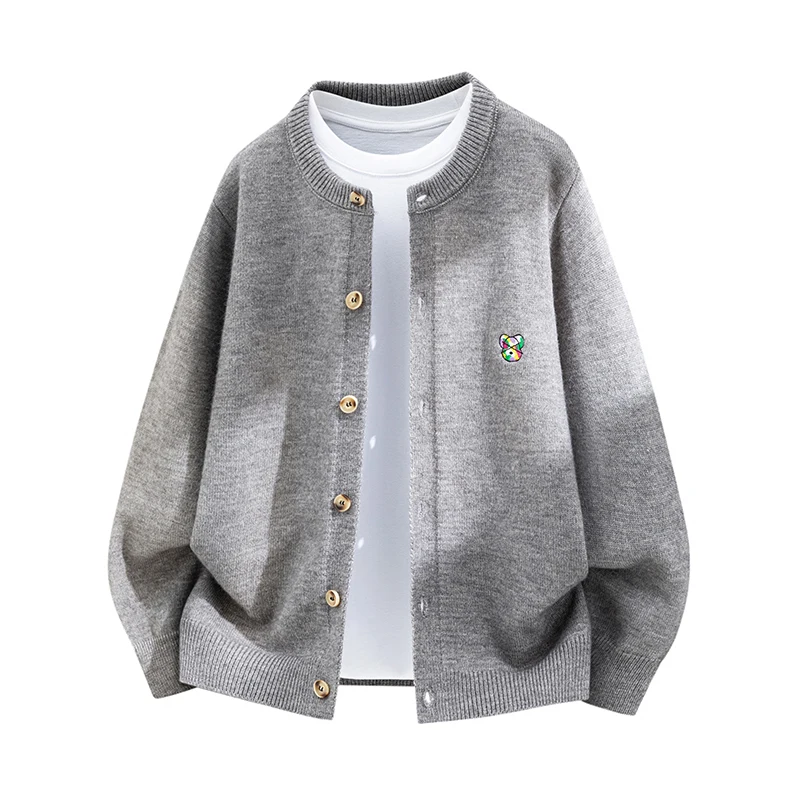 New Men's Knitted Sweater for Autumn Winter, Embroidered Button Open Casual Cardigan, Fashionable and High-Quality Warm Jacket