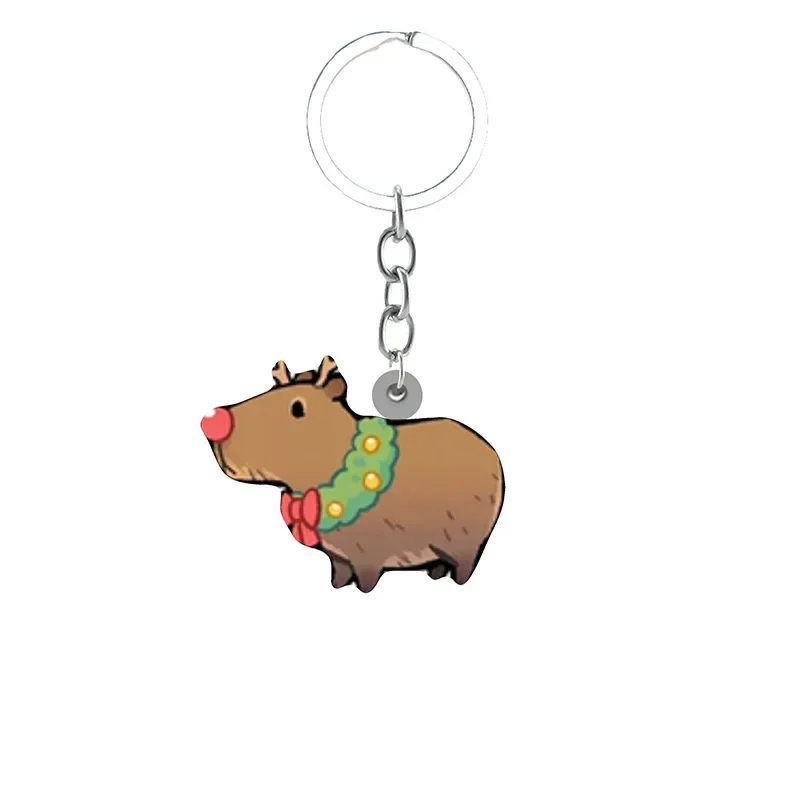 Anime Cartoons Sell Well Around Plump and Cute Capybara Key Chain Heat Shrinkable Acrylic Key Chain Pendant Accessories