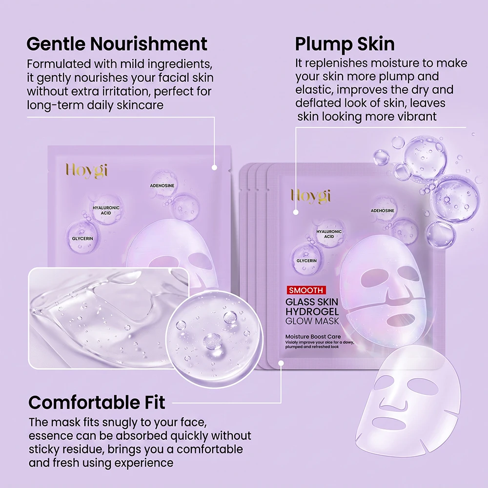 Hyaluronic Acid Face Mask Box Moisturizing Hydrating Smooth Soft Skin Daily Sheet Mask Nourishing Care