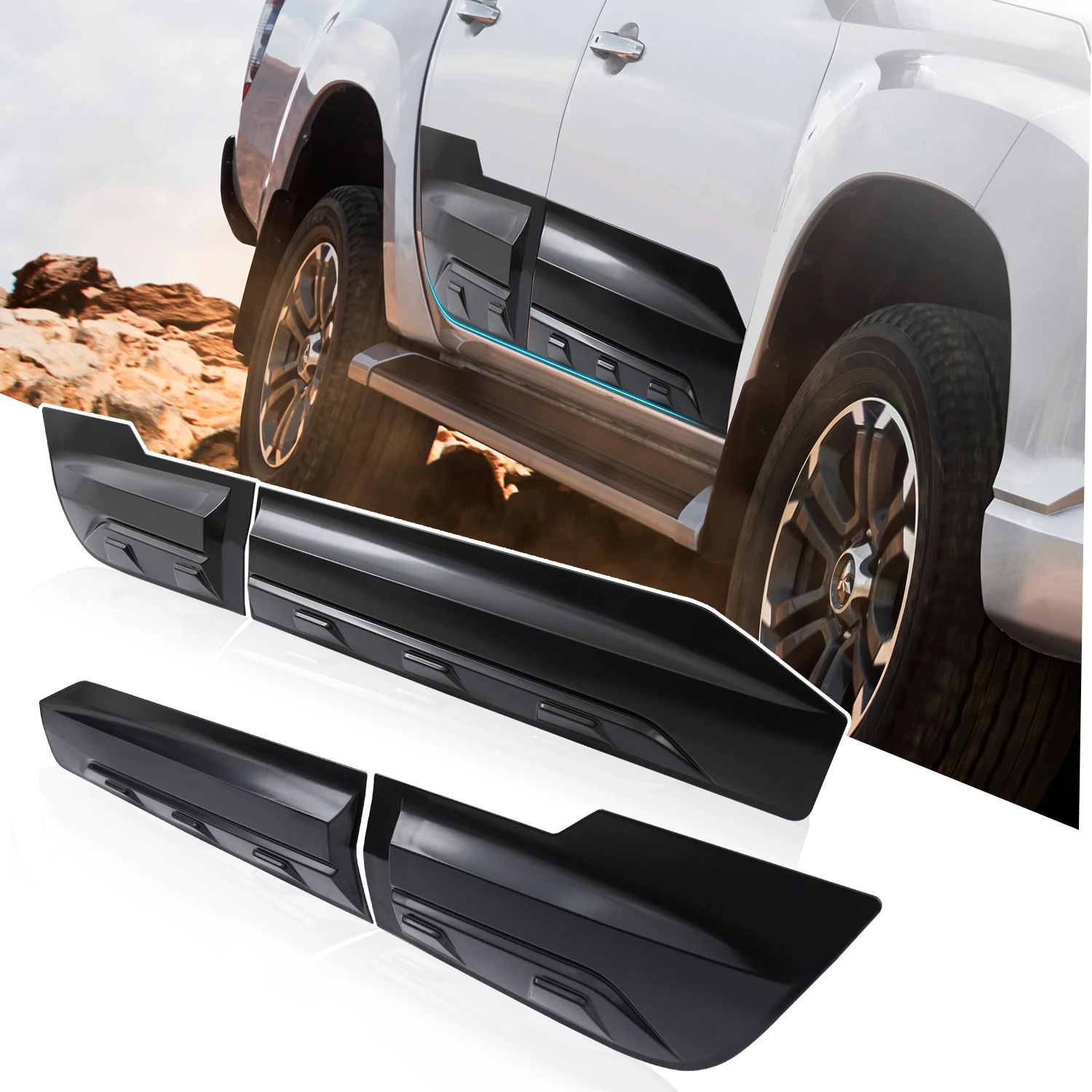 

Car Side Door Molding Body Cladding Guard For Mitsubishi Triton L200 2015-2018 2019-2023 Black Double Cab Pickup Truck Accessori