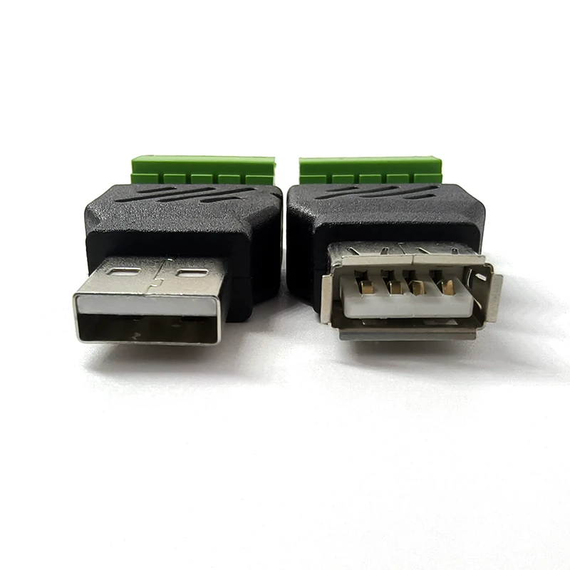 1PCS USB 2.0 A Male and Female Adapter to 5 Pin Screw Connector USB No Soldering Required USB2.0 Adapter Breakout Board