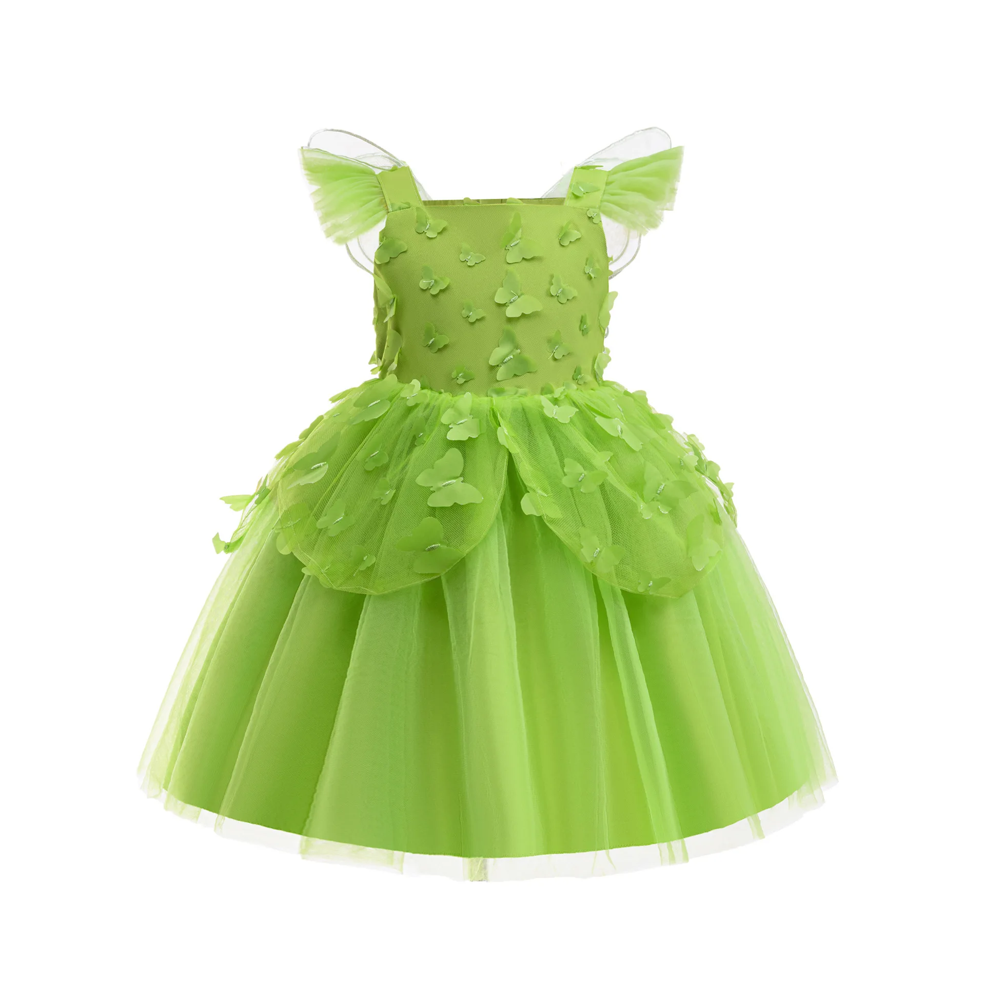 Girls Fairy Princess Dress Summer Green Elf Cosplay Costume Kids Birthday Frocks Role Play Halloween Carnival Party Outfits