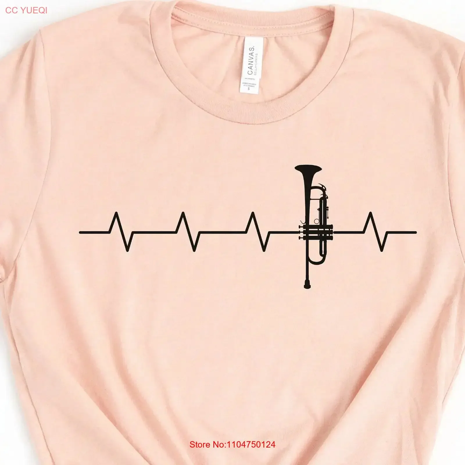 Trumpet HeartbeaT T Shirt Player Marching Band Musician Music Teacher Funny vintage Washed streetwear Versatile Stylish graphic