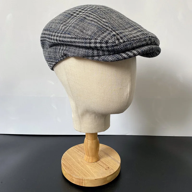 Vintage Men Beret Newsboy Hats Classic Painter Hat Western Caps Wool Berets Flat Brim Adjustable Men Spring Autumn Street Cap 22